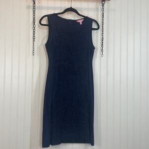 Lilly Pulitzer Women’s Navy Blue Embellished Sleeveless Sheath Dress Size S